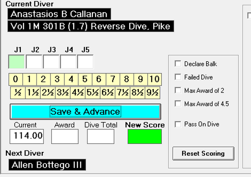 Current diver information